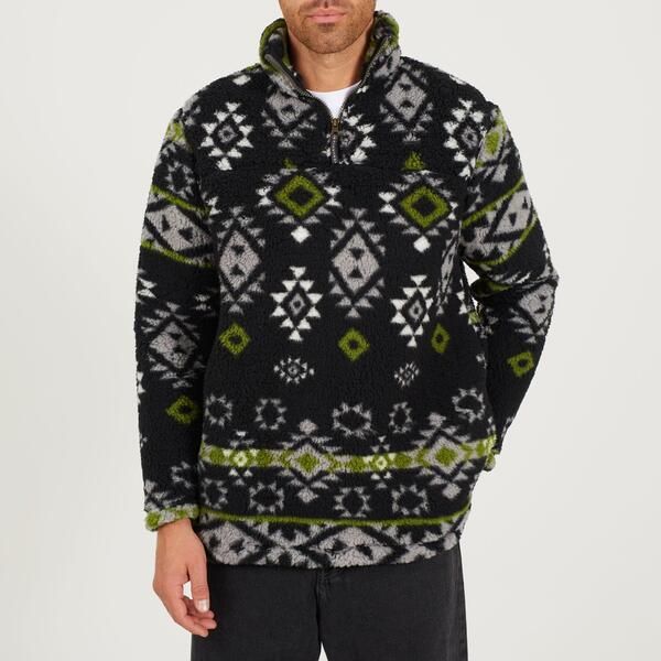 ブレーブソウル メンズ アウター パーカー・スウェット ハーフジップ フリース Brave Soul Mens Quarter Zipatterned Fleece Blk SpongGreen グリ