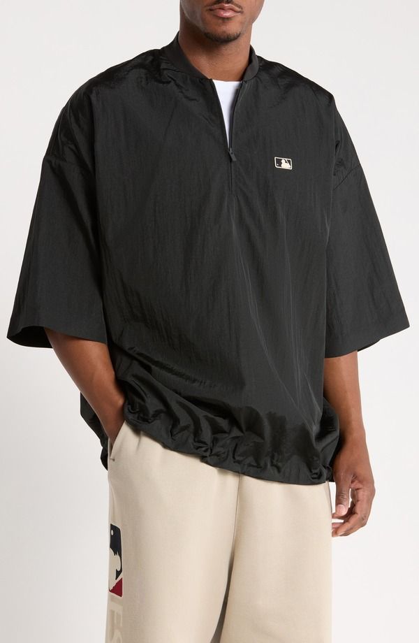 フィアオブゴッド メンズ アウター パーカー・スウェット Fear of God Essentials MLB ThreeQuarterSleeve Pullover BLACK ブラック