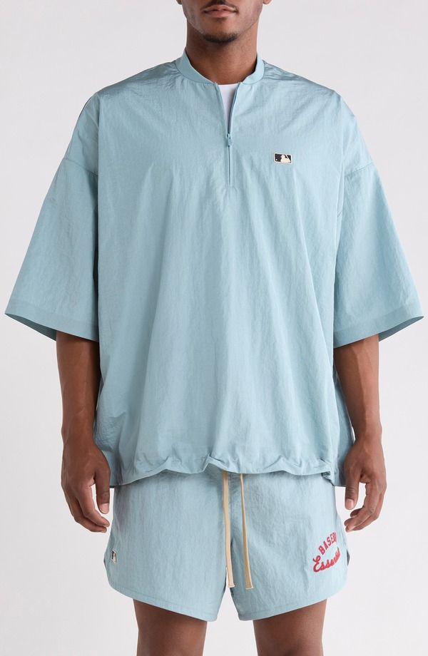 フィアオブゴッド メンズ アウター パーカー・スウェット Fear of God Essentials MLB ThreeQuarterSleeve Pullover STONE BLUE ブルー