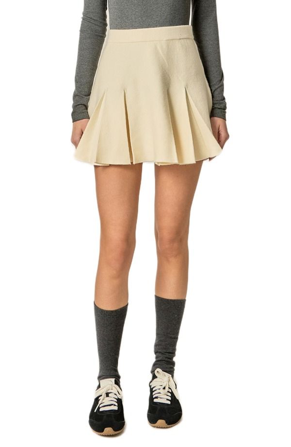 イングリッシュファクトリー レディース ボトムスカート プリーツ ミニット English Factory Pleated Knit Miniskirt IVORY アイボリー