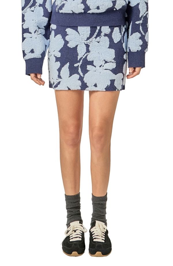 イングリッシュファクトリー レディース ボトムスカート ミニ English Factory Fuzzy Flower Miniskirt NAVY POWDER BLUE ネイビー