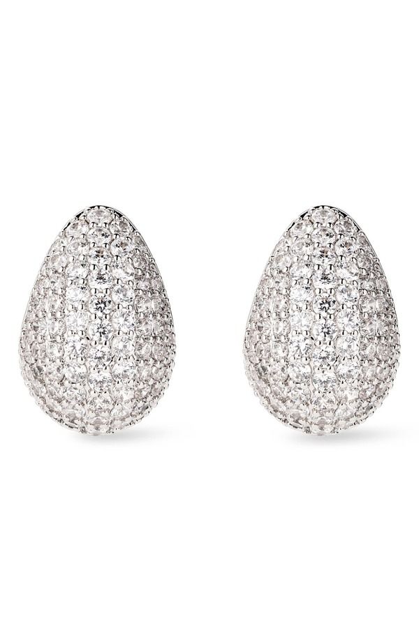 アナルイサ レディース アクセサリー ピアス・イヤリング Ana Luisadler Pav Chunky Hoop Earring sILVER CLEAR シルバー 15,155円