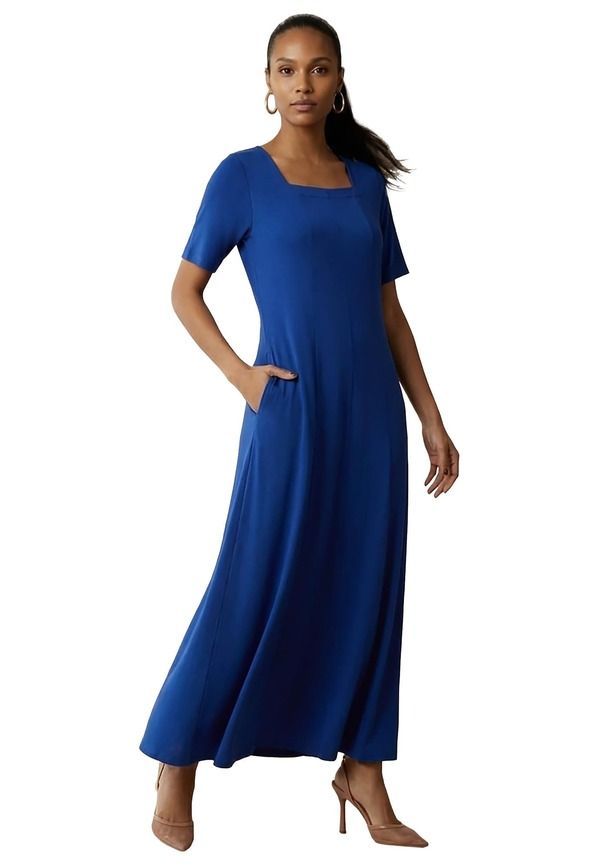 ジェシカロンドン レディース トップス ワンピース プラスサイズ マキシ Jessica London Square Neck Maxi Dress Plus Regular DARK SAPPHIR