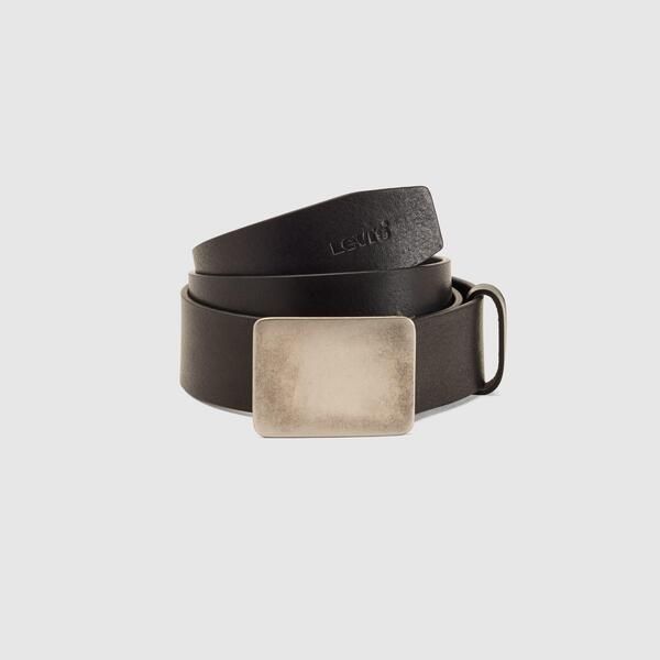 リーバイス メンズ アクセサリー ベルト レザー Levis Ryder Plaque Buckleather Belt Caviar