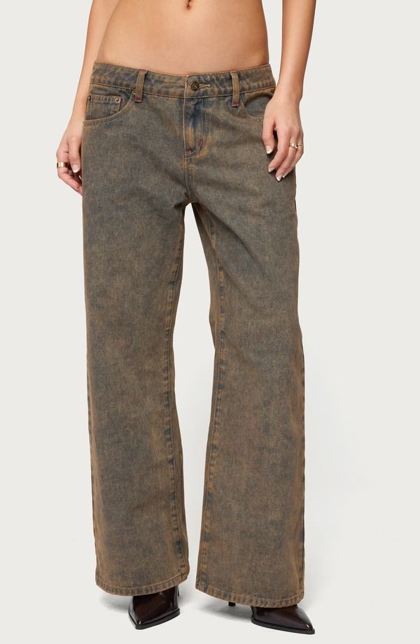 アディクテッド レディース ボトムス デニムパンツ ローライズ ジーンズ EDIKTED Ace Low Rise Baggy Jeans BROWNWASHED ブラウン 15,360円