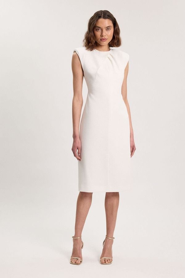 カレンミレン レディース トップス ワンピース ミディ ノースリーブ Karen Millen Sleeveless Pencil Midi Dress Ivory アイボリー