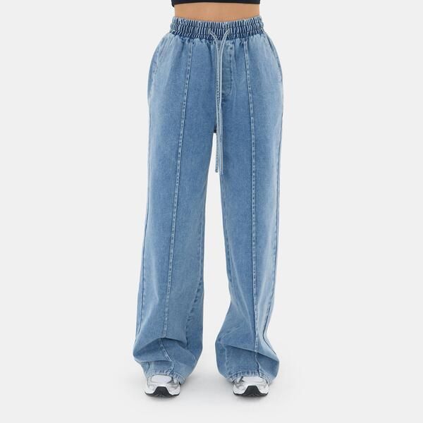 アイソウイットファースト レディース ボトムス デニムパンツ I Saw It First Pintuck Denim Jogger Mid Blue ブルー