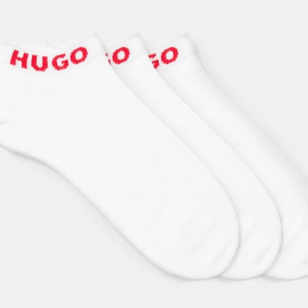 フューゴ レディース アンダーウェア 靴下 アンクル ロゴ Hugo Three Pack Logo Cuff Ankle Socks White ホワイト