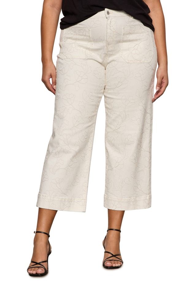 サンクチュアリー レディース ボトムス デニムパンツ ワイドレッグ プラスサイズ 刺繍 ジーンズ Sanctuary The Marinembroide red Crop Wide Leg Jeans 15,360円