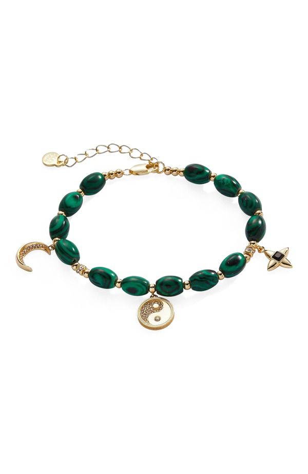 アレックスアンドアニ レディース アクセサリー ブレスレット・バングル・アンクレット Alex and Ani Beaded Charm Bracelet Malachite