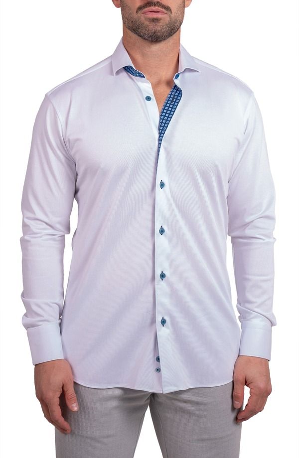 マセオ メンズ トップス シャツ Maceoo Einstein Stretch Ascension Contemporary Fit ButtonUp Shirt WHITE ホワイト
