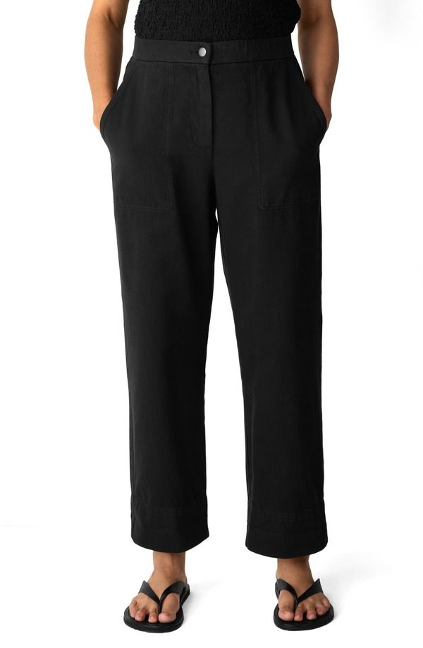 エイリーンフィッシャー レディース ボトムス レギンス パンツ コットン アンクル Eileen Fisher Organicotton Straight Ankle Pants BLACK ブラック