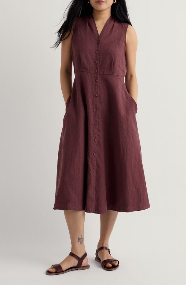 シーソルトコーンウォール レディース トップス ワンピース プラスサイズ ミディ ノースリーブ リネン Seasalt Cornwall Carved Wood Sleeveless Linen Mi