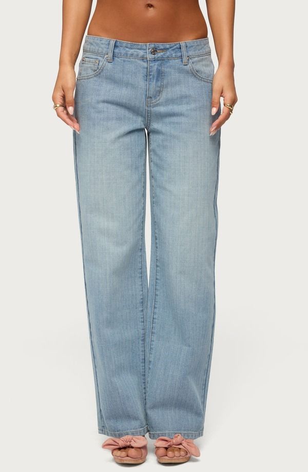 アディクテッド レディース ボトムス レギンストレート ローライズ ジーンズ EDIKTED Cresida Low Rise Straight Leg Jeans LIGHTBLUEWASHED ブ 15,525円