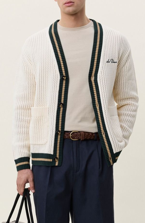 レ ドゥ メンズ アウター パーカー・スウェット コットン カーディガン レース Les Deux Lace Stitch Cotton Cardigan EGGNOG WHITE ホワイト 40,170円