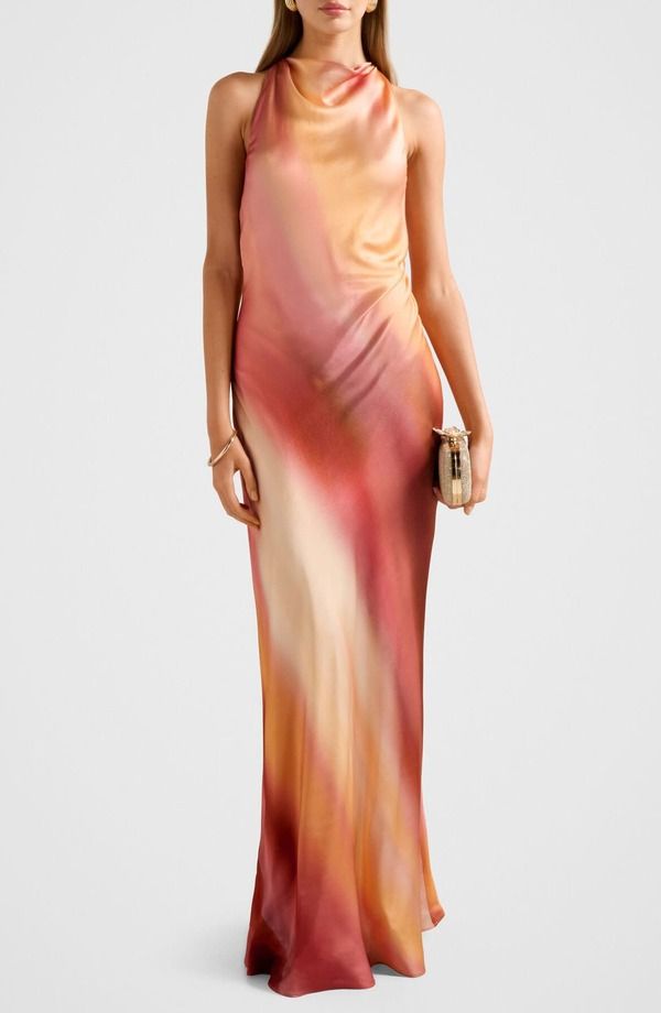 エバーニュー レディース トップス ワンピース オープンバック サテン マキシ Ever New Andie Satin Open Back Maxi DressORAYA OMBRE