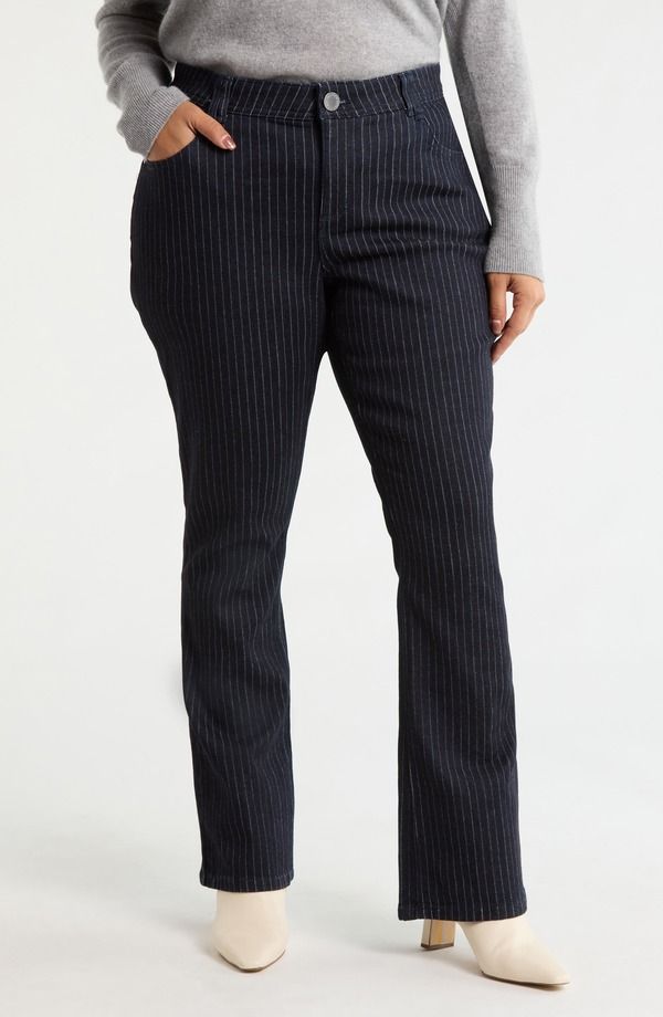 ウィットウィズダム レディース シューズ ブーツ・レインブーツカット ハイウエスト プラスサイズ ジーンズ Wit Wisdom Brittany Pinstripe High Waist Itty