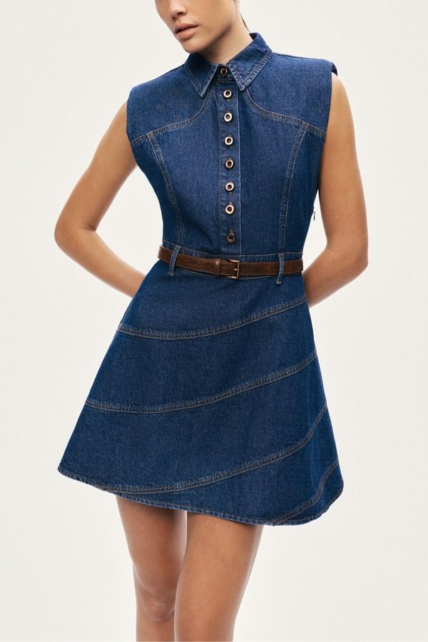 ノクチューン レディース ボトムス デニムパンツ ミニワンピース ミニ Nocturne Beltedenimini Dress Navy ネイビー