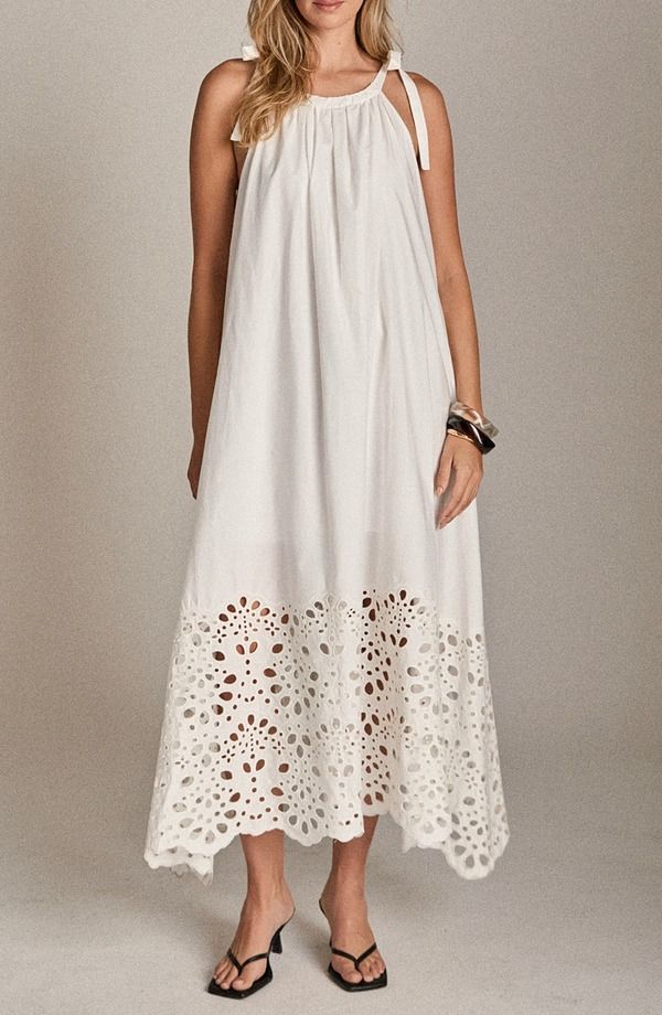イングリッシュファクトリー レディース トップス ワンピース ミディ ホルター English Factory Eyelet Halterneck Midi Dress WHITE ホワイト