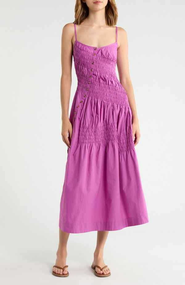 ダムソンマダー レディース トップス ワンピース ミディ ノースリーブ Damson Madder Lyra Sleevelesshir red Midi Sundress MAGENTA マゼンタ