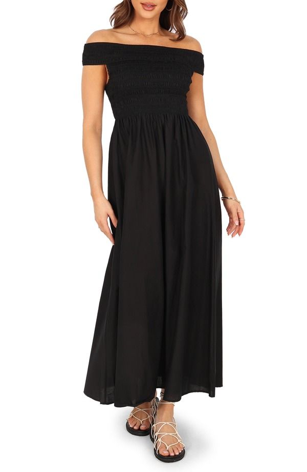 ペタルアンドパップ レディース トップス ワンピース マキシ Petal Pup Tessa Off the Shoulder Maxi Dress BLACK ブラック 15,106円