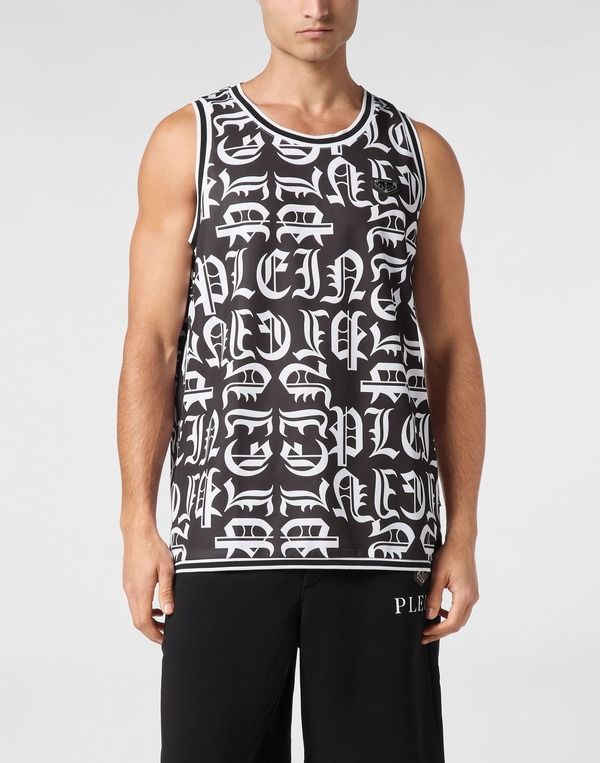 フィリッププレイン メンズ トップス シャツ PHILIPPLEIN Basketank Top Gothic Plein Men black ブラック