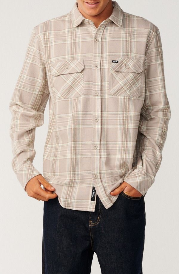 リップカール メンズ トップス シャツ コットン Rip Curl Griffin Plaid Cotton Flannel ButtonUp Shirt STONE ストーン