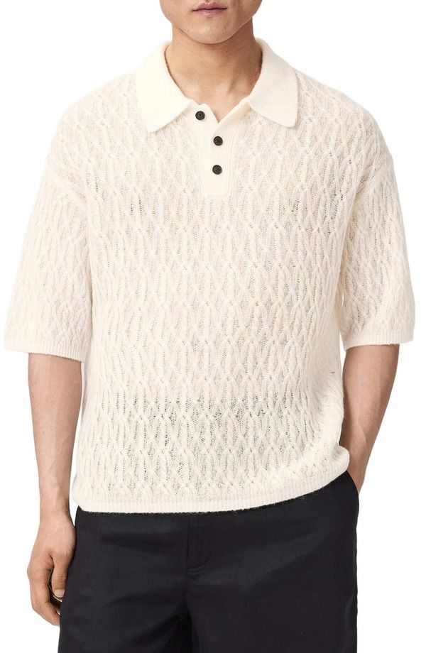 オールセインツ メンズ トップス シャツ AllSaints Cyclone Textu red Short Sleeve Polo ECRU WHITE ホワイト