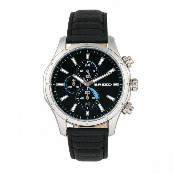 ブリード メンズ アクセサリー 腕時計 レザー BREED Lacroix Chronograph LeatherBand Watch SilverBlack ブラック 15,106円