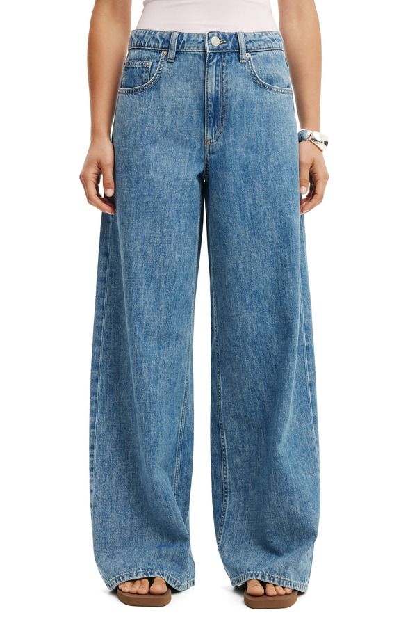 コットンオン レディース ボトムス デニムパンツ ワイドレッグ ハイウエスト ジーンズ Cotton High Waist Wide Leg Jeans PISCES BLUE ブルー