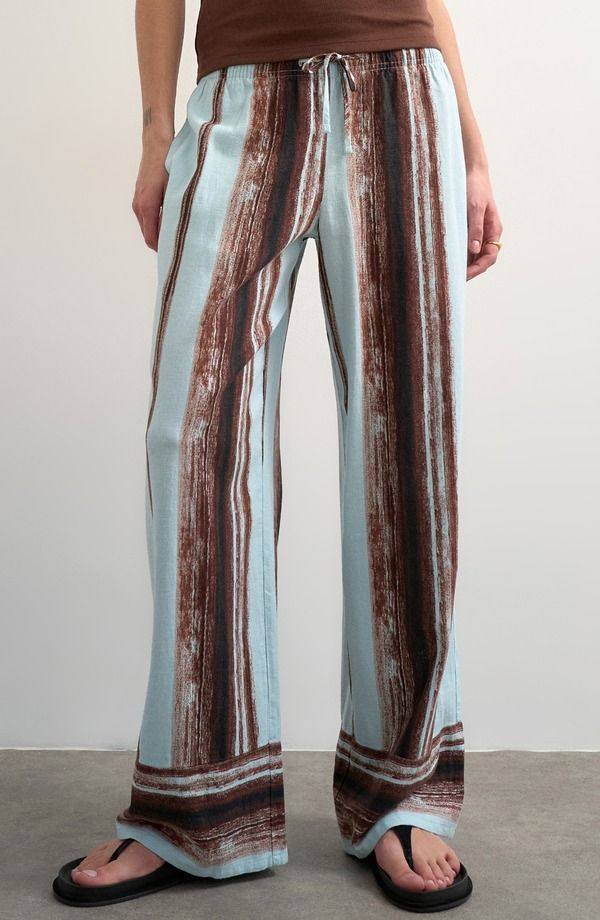 トップショップ レディース ボトムス デニムパンツ リネン Topshop Stripe Linen Blend Pants MULTI マルチカラー