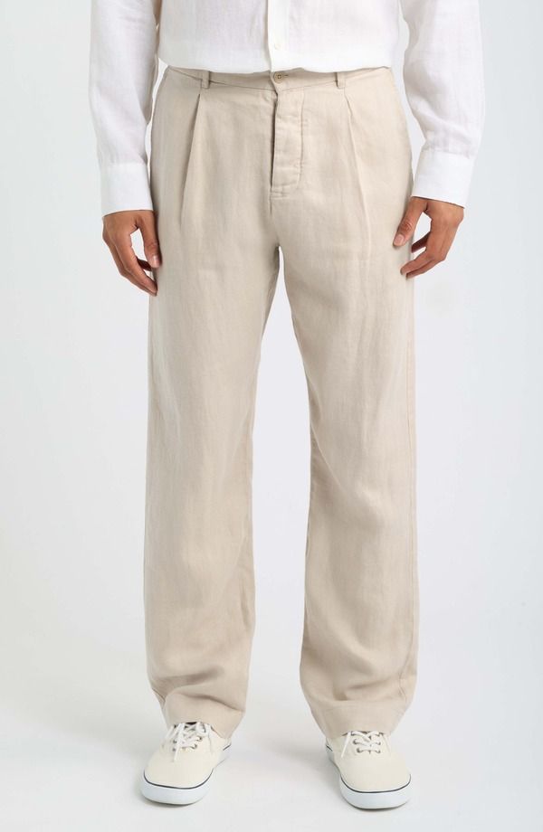アレックスクレーン メンズ ボトムス カジュアルパンツ プリーツ リネン ALEX CRANE Alta Pleated Linen Trousers BONE
