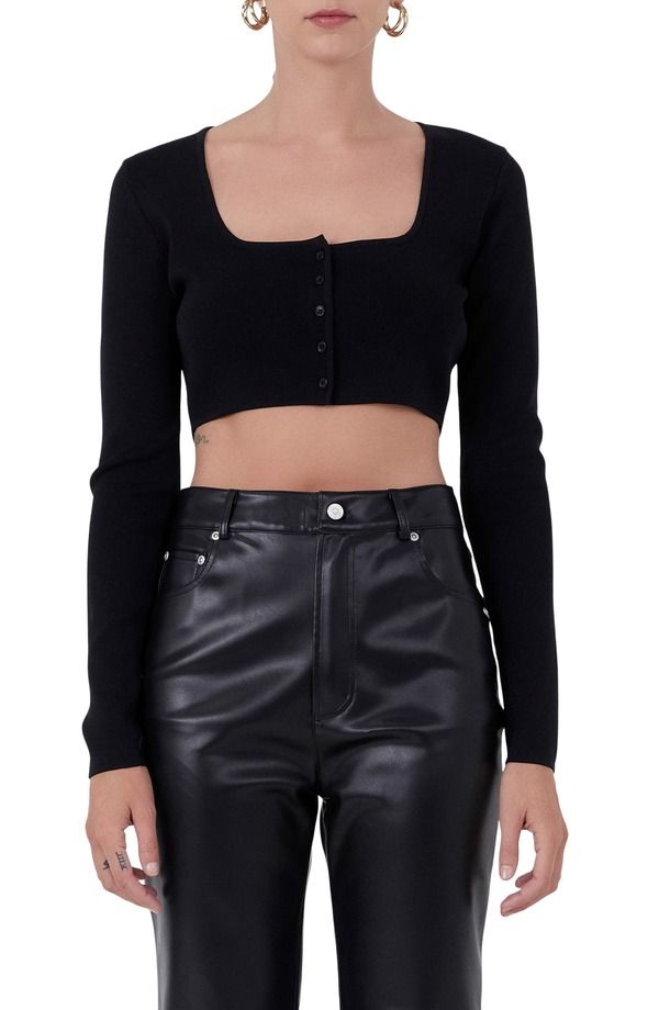 エンドレスローズ レディース トップス シャツ Endless Rose Rib Crop Top BLACK ブラック