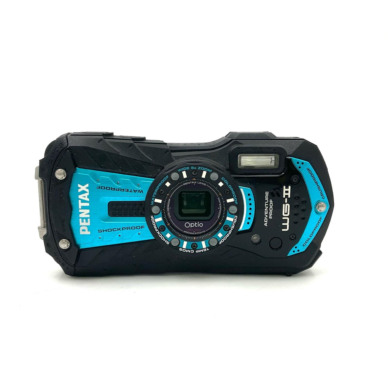 【全額返金保証】【最速発送】PENTAX コンパクトデジタルカメラ Optio WG-2 ブルー 美品 動作確認済 8,828円