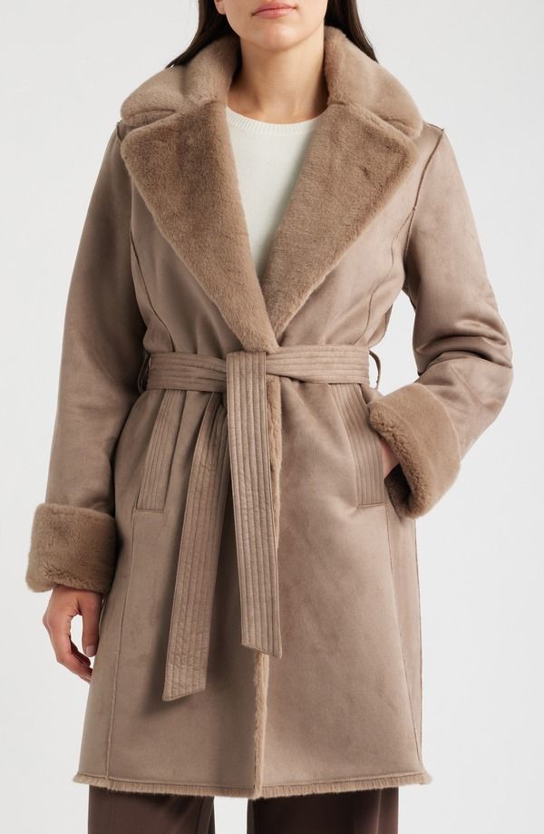 ダナ キャラン ニューヨーク レディース アウター ジャケット・ブルゾン スエード Donna Karanew York Faux Suede Jacke with Faux Fur TrimUSHR