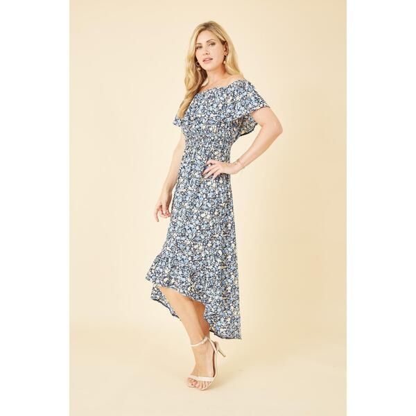 メラロンドン レディース トップス ワンピース フラワー柄 ミディ フラワー Mela London Blue Floral Ditsy Bardot Midi Dress Blue ブルー