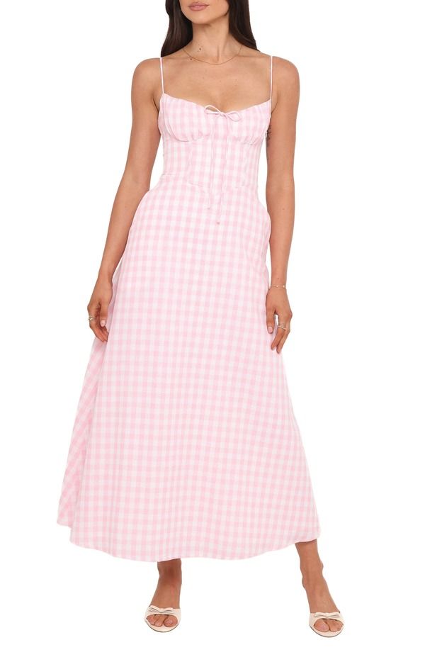 ペタルアンドパップ レディース トップス ワンピース ギンガムチェック マキシ ギンガム Petal Pup Tilbury Ginghamaxi Dress PINK GINGHAM ピンク