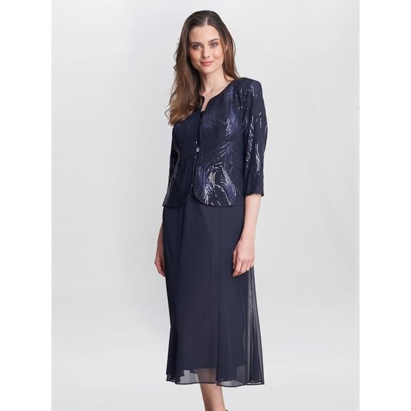ジーナバッコーニ レディース トップス ワンピース ミディ スパンコール ジャケット Gina Bacconi Karyn Midi Firework Sequin Jacket Dresspring