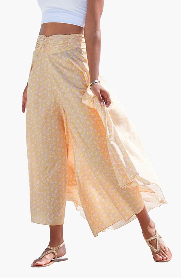 ラスカーナ レディース ボトムス レギンス プリント LASCANA Printed Flowy Culottes Yellow Multi イエロー