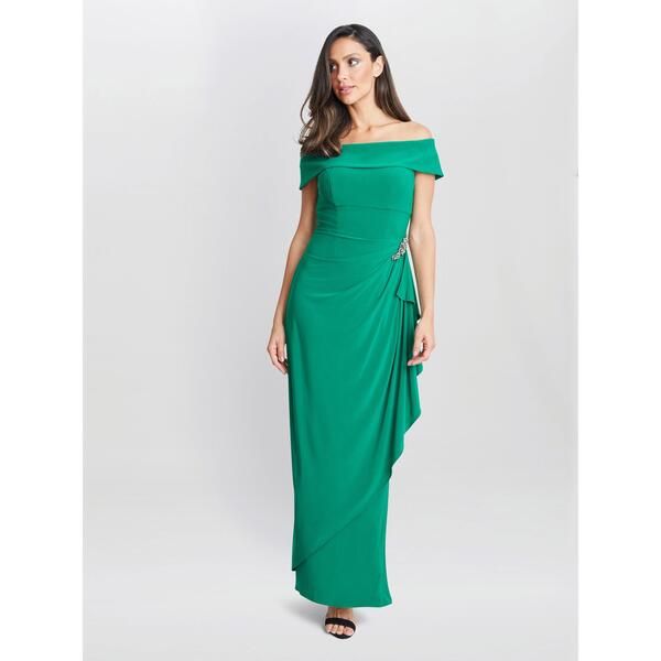 ジーナバッコーニ レディース トップス ワンピース ジャージー Gina Bacconi Jodie Off Shoulder Jersey Dress Withip Detail Jade