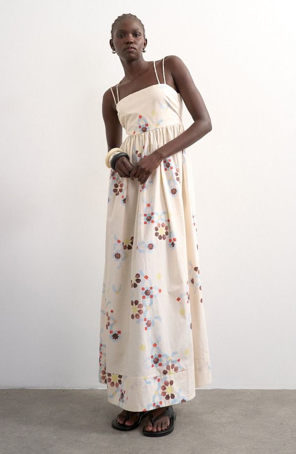 トップショップ レディース トップス ワンピース オープンバック コットン Topshop Strappy Open Back Cotton Poplin Dress BEIGE ベージュ