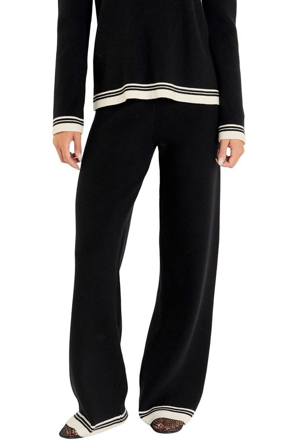 イングリッシュファクトリー レディース トップス シャツ ワイドレッグ パンツ コントラスト ニット English Factory Contrastripe Wide Leg Knit Pants