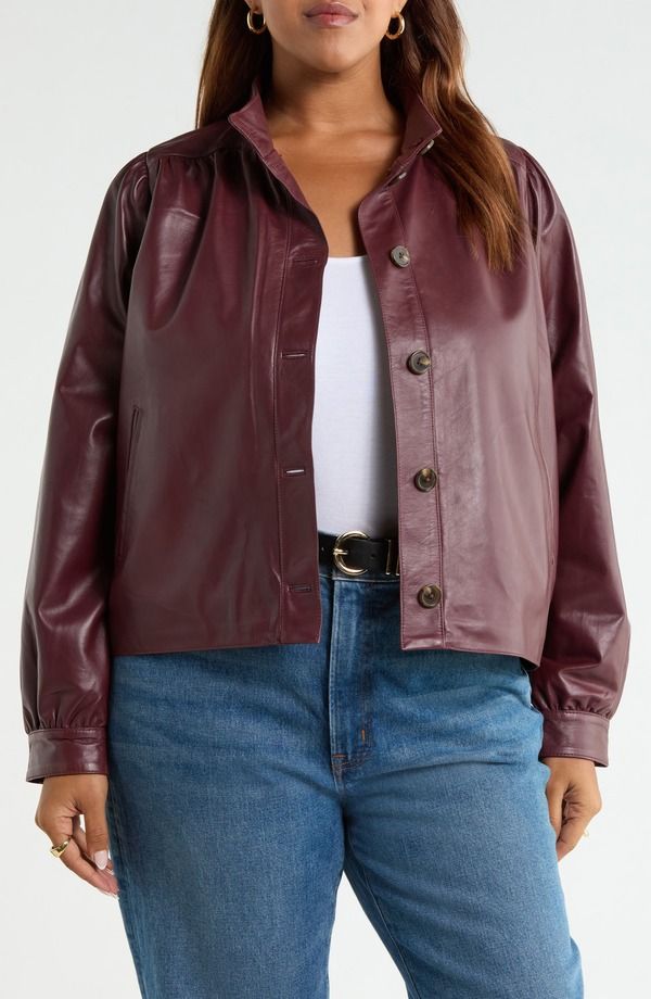 トレジャーアンドボンズ レディース アウター ジャケット・ブルゾン プラスサイズ レザー Treasure Bond Leather Swing Jacket Plus BURGUNDY ROYALE