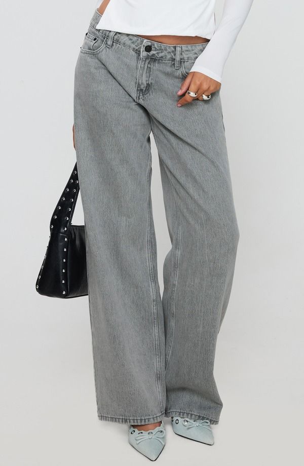プリンセスポリー レディース ボトムス デニムパンツ ワイドレッグ ローライズ ジーンズ Princess Polly Ellanor Slouchy Low Rise Wide Leg Jeans