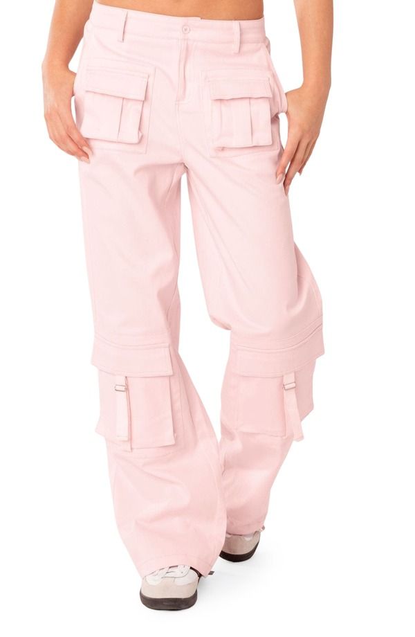 アディクテッド レディース ボトムス カジュアルパンツ カーゴパンツ ローライズ EDIKTED Joan Low Rise Cargo Pants LIGHTPINK ピンク