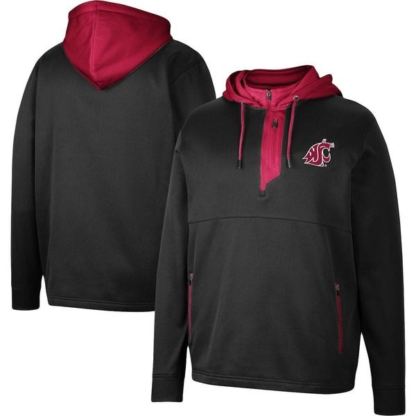 コロシアム メンズ アウター パーカー・スウェット Mens Colosseum Black Washington State Cougars Luge 30 QuarterZip Hoodie Bl 15,961円