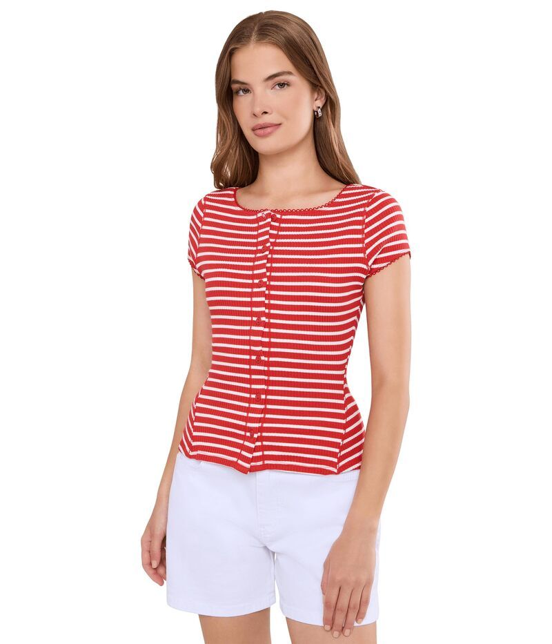 フリーピープル レディース トップス シャツ Free People Most Wanted Striped Cardi RedWhite Stripe ホワイト