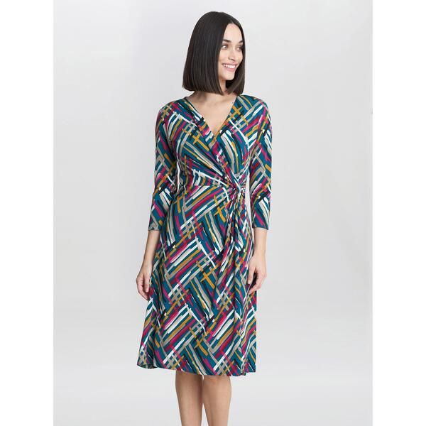 ジーナバッコーニ レディース トップス シャツ ラップワンピース ジャージー Gina Bacconi Blair Jersey Wrap Dress Teal Multi ティール