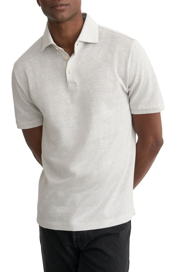 エトン メンズ トップス ポロシャツ コットン ニット リネン Eton Linen Cotton Fine Knit Polo LIGHT GREY グレー