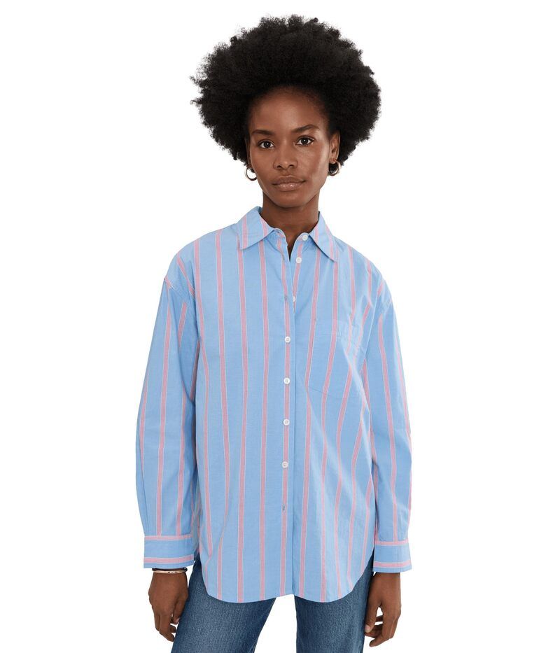 メイドウェル レディース トップス シャツ Madewell Easy Shirt Midweight Washed Poplin Calm Blue ブルー